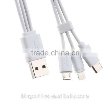 Manufacturer 3 in 1 Multi-function 3 Way Usb Data Charging Cable for Samsung and Iphone