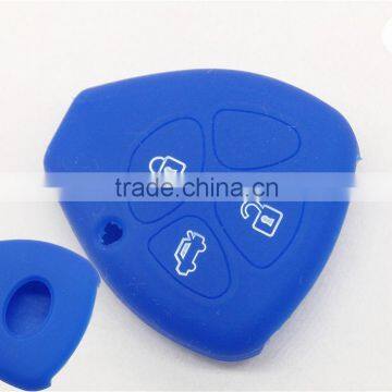 Discounts silcone rubber car key cover protector for Toyota 3 button colorful key bag