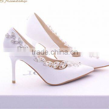 OW25 styliest women pure white fresh shoes for wedding and party wear slim high heel