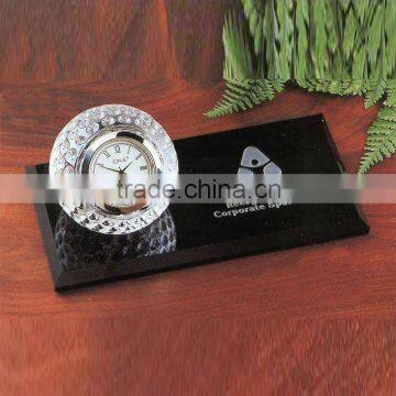 Crystal Desk Clock Golf with Black Base