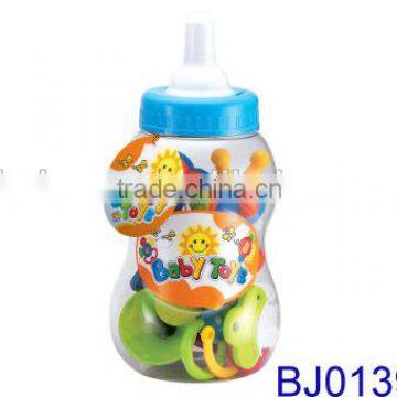 Cute Plastic Small Feeding Bottle With Infant Baby Rattles Toy