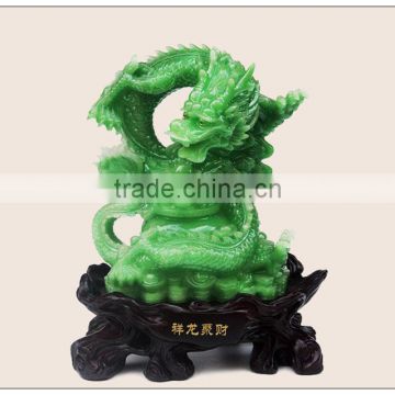 Green jade color Dragon statue , fengshui dragon figurine