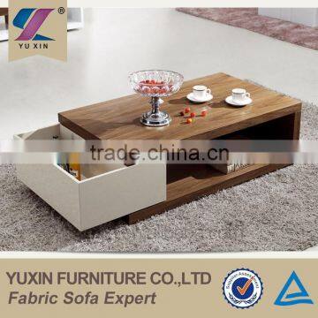 Living room furniture tea table design,modern wood and glass coffee table with storage