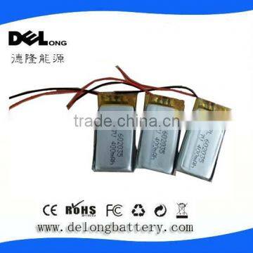 602035 lithium polymer battery 3.7v 400mAh for mp3/mp4/bluetooth headset