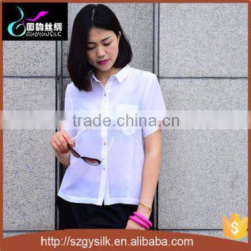 Custom Design 100%Silk Short Sleeve Shirt for Young Women's Garment