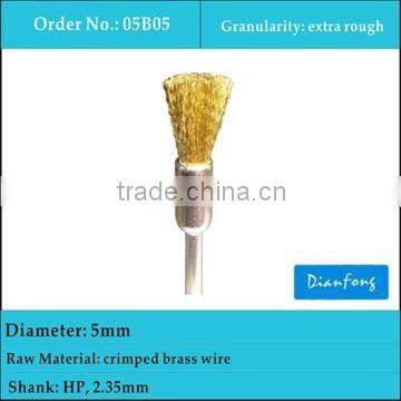 5mm HP shank cup shape extra rough crimped brass wire brushes for dental laboratory