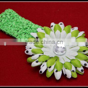Baby Lovely Crochet Headband With Fabric Flower