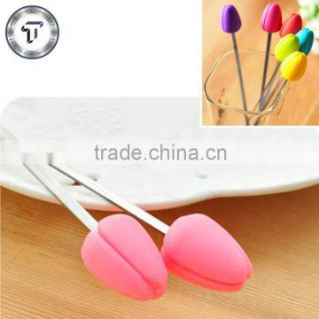 Eco-friendly tulip shape silicone stirrers