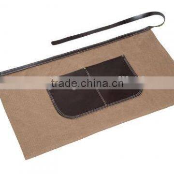 Waxed Canvas Waist Apron With Leather Strap