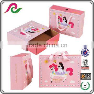 Stronger pink corrugated gift drawer box with handle