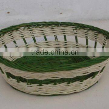 Round Green Open Weaving Rattan Basket