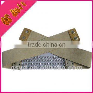 west jeans metal chain snap button elastic belts