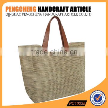 Polyster designer handbag with paper straw tote bags