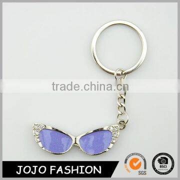 Hot time purple sunglass shape key ring fashion rhinestion stainless steel keychain                        
                                                                                Supplier's Choice