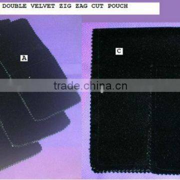 Double velvet zig zag cut pouch