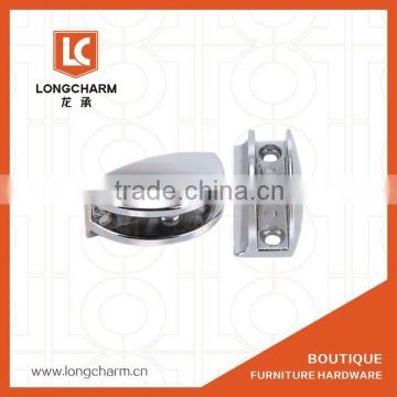 zinc alloy Curved Glass Bracket in Chrome Polished Finish