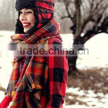 Best Selling 2015 Winter Popular Plaid Blanket Custom Scarf photo-3