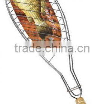 Iron /304 stainless steel BBQ Fish Grill Wire Mesh 40x12cm