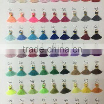 Mini Tassels With GOLD Binding Short Cotton Tassels Handmade Jewelry Tassels