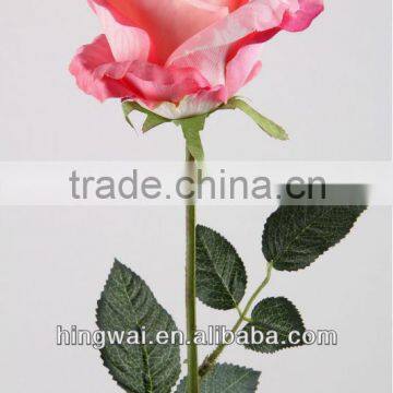 76cm Artificial Flower Single Rose Spray with11 Printed Leaves