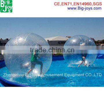 water ball, human hamster ball in pool, water zorb ball