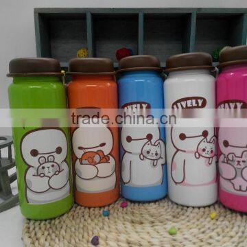 420ml Single Wall Stainless Steel Sports/outdoor Water Bottle With Pattern and Plastic Lid photo-2