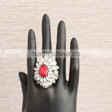 Hot Selling Cheap Custom Rhodium Crystal Ring Wholesale, Red Diamond Rings for Women photo-3