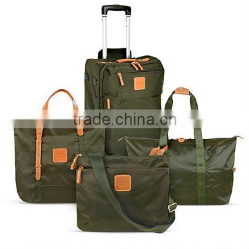 luxury high quality light weight nylon wheeled carry-on bag with large duffel bag