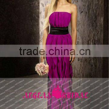 MW124 New Arrival Off-Shoulder Pleated Ruffle Purple 2013 Bridesmaid Dresses Long