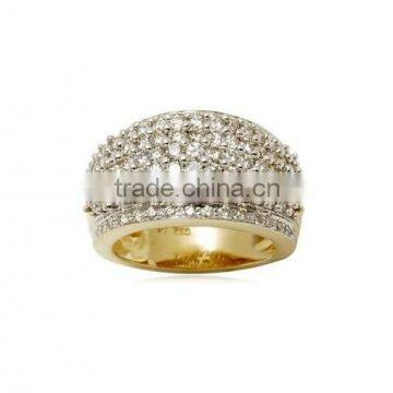 Heavy Micro Set Diamonds Yellow Gold Women Ring