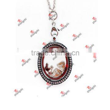 Wholesale Floats Charms Open Oval Glass Lockets Necklace
