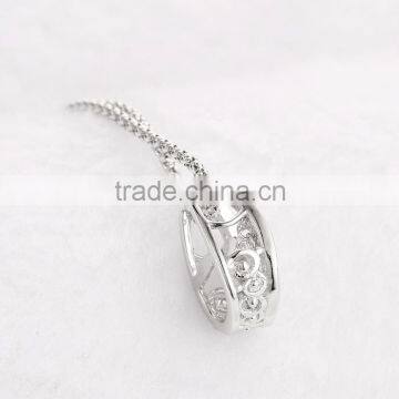 925 Sterling Silver Horse Shoe Shape Dancing Stone Pendant Necklace Jewelry SPG900W photo-6