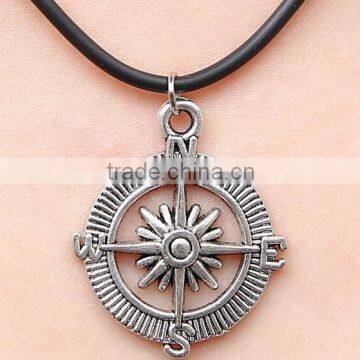 3.0mm Black adjustable vintage compass rubber necklace