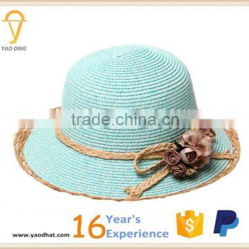 ladies hotsale blue paper bucket straw hats