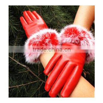 Korea Style Full Finger PU Material Winter Keep Warm and Velvet Cycle Gloves for Woman photo-2
