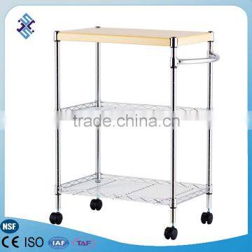 Dinning room service 3 Layer handle Shelving Trolley