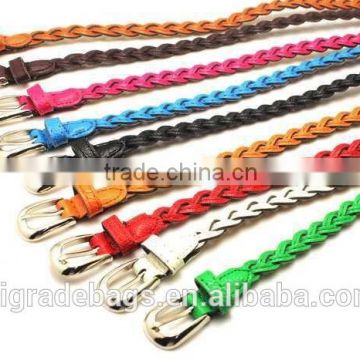 hot sale women braided belt with Pu leather