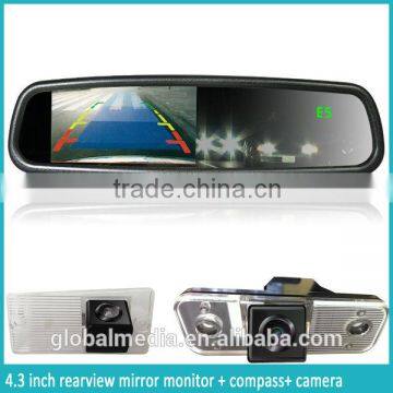 Car digital Rearview Mirror monitor with wireless back up camera, compass temperatura