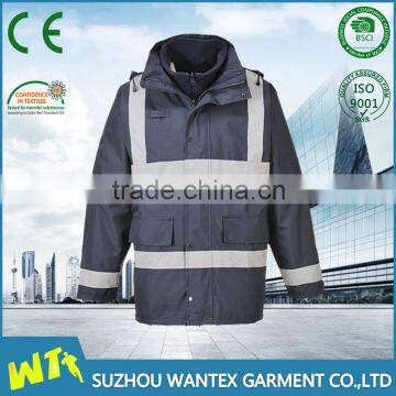 Wholesale Hot black waterpoof hi viz jacket for traffic men