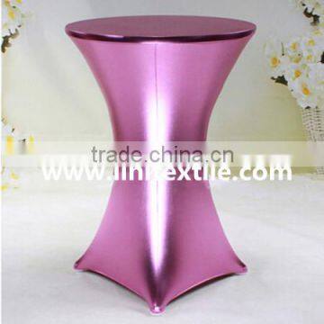 Polyester or nylon lycra metallic spandex cocktail table cover table top hot pink