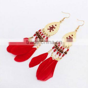 Feather tassel earrings wholesale fashion jewelry