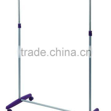 Single Silver Chrome Cloth Garment Rack clothes hanging stand purple color