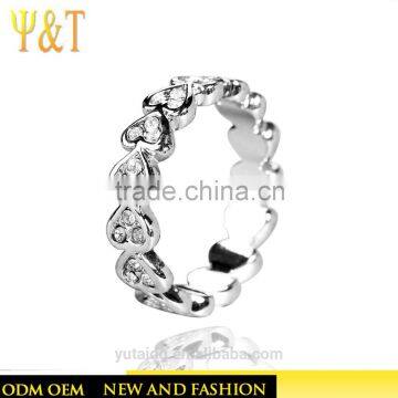 Jingli Jewelry Fancy Rhinestone Heart Shaped Silver Ring (YJ-395)