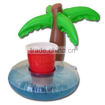 Hot sale high quality cheap new design inflatable palm tree float drink holder