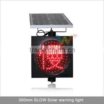 300mm red led flashing light solar powered road safety SLOW warning traffic light