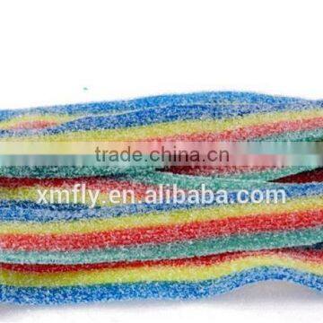 Colorful sour licorice belt candy in bulk