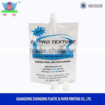 Gypsum Mixed liquid packaging plastic bag with spout pouch