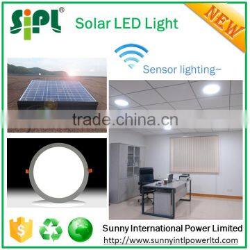 Green energy solar panel with battery powered radar sensor light flat led panel recessed light