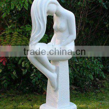 Abstract garden lady statue with long hair