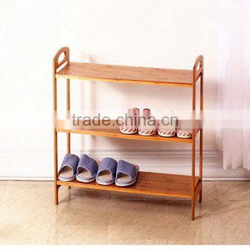 Manufacturer Portable Wooden Shoe Rack Stackable Bamboo Pine Paulownia Shoe Rack With 3 Layer photo-4